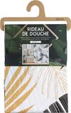 Urban Living Douchegordijn met ringen - wit/zwart/beige - Palmen print - PVC - 180 x 180 cm - wasbaar