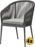 AVH-Collectie Set van 4 Lissabon dining tuinstoel rope stapelbaar