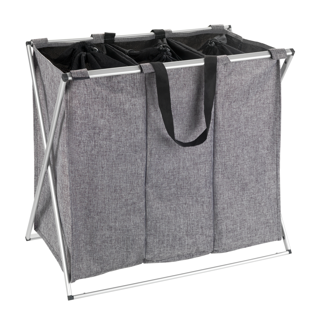 WENKO Laundry bag Trio grey mottled laundry collector 130 l