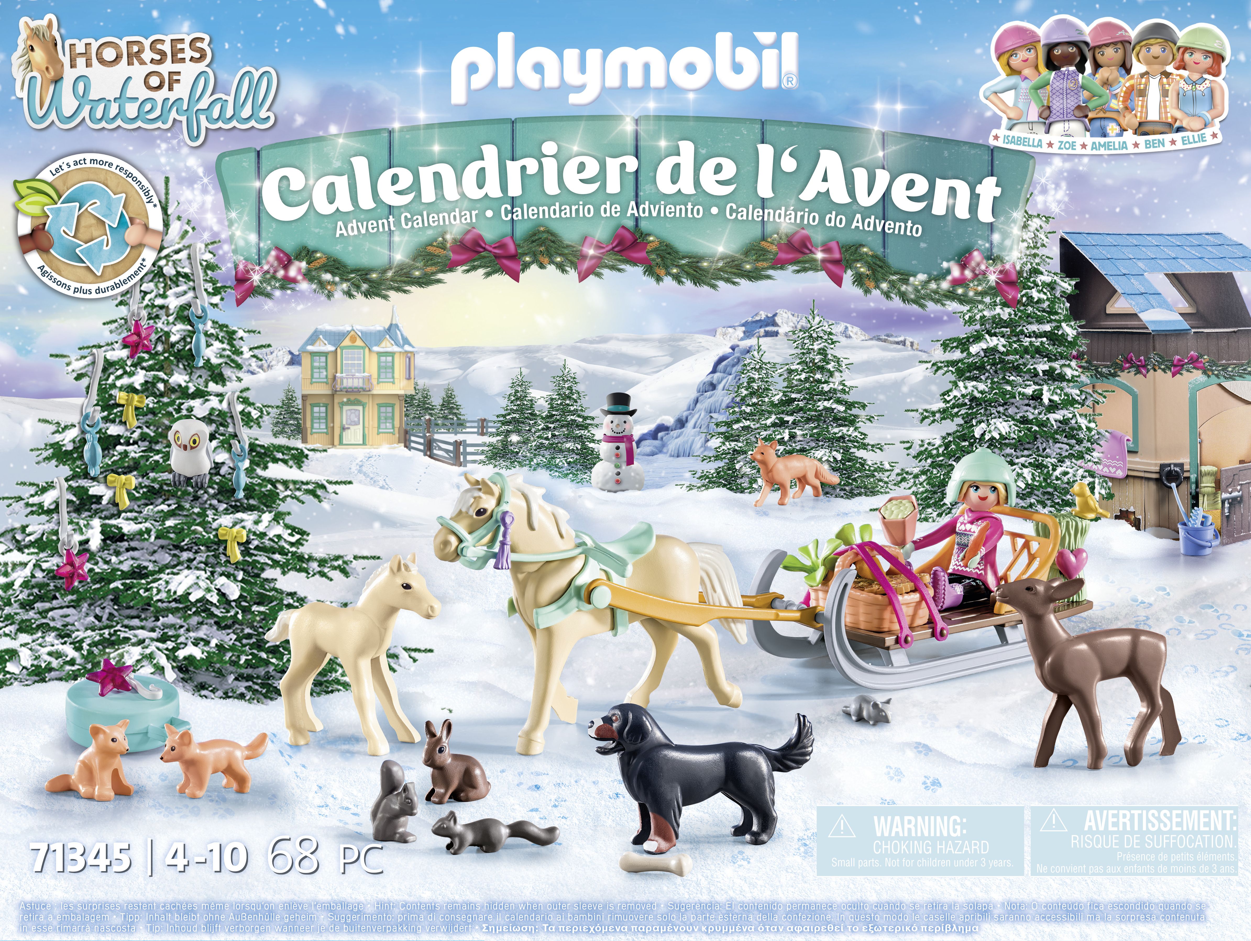PLAYMOBIL Adventskalender Paarden: kerst sleerit - 71345 - 68 onderdelen - 4+ jaar