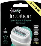Wilkinson Sword Intuition 2in1 Soap and Shave Sensitive Skin-scheermesjes voor vrouwen met een gevoelige huid, 3 + 1 gratis navulmesjes