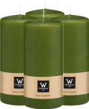 Wiedemann Bougie cylindrique/bougie pilier - 4 pièces - Vert olive - 15 x 7 cm - 63 heures de combustion