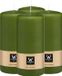 Wiedemann Bougie cylindrique/bougie pilier - 4 pièces - Vert olive - 15 x 7 cm - 63 heures de combustion