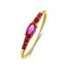 Lucardi Dames Stalen goldplated vintage ring fuchsia zirkonia