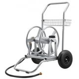 VEVOR chariot de tuyau, chariot de tuyau d'arrosage de 6096/9144cm, enrouleur de tuyau avec deux roues, poignée et panier de rangement, enrouleur de tuyau multifonctionnel pour jardin, voiture 675x610x900mm