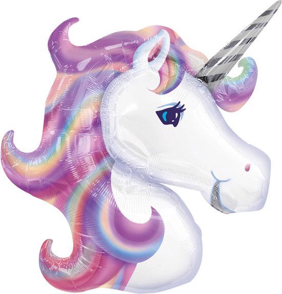 SuperShape Riethmüller Folieballon Unicorn 83cm, glanzend paars wit