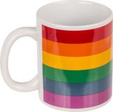 Out Of The Blue Kg Koffiemok/drinkbeker - Pride/regenboog thema kleuren - keramiek - 9 x 8 cm