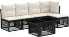vidaXL Tuinbank Set 6-delig Zwart Polyrattan