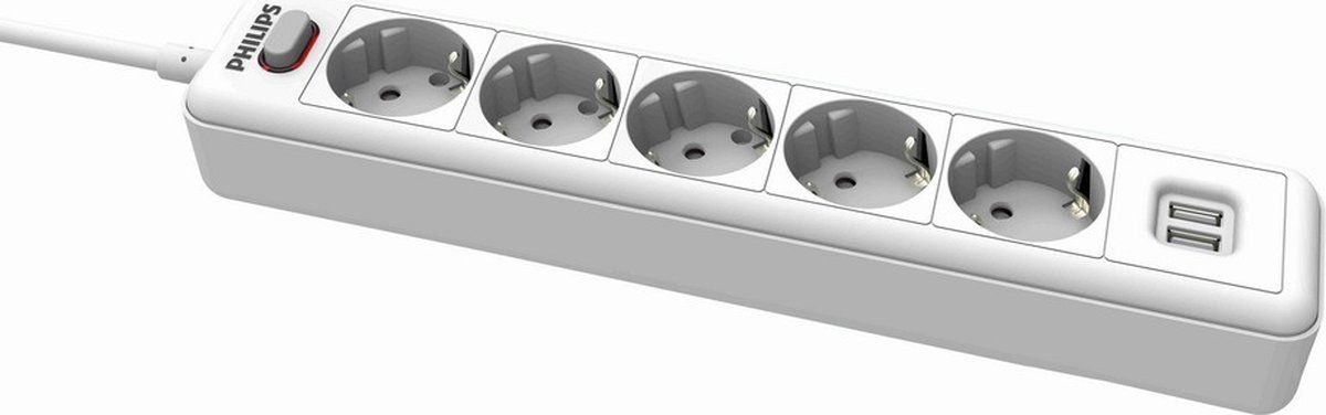 Philips 5-voudige Stekkerdoos SPN3052WB/10 - Wit - met USB