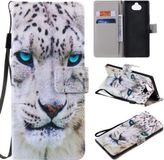 Merkloos Sony Xperia 20 Case - White Leopard Horizontal Flip Leather Case with Holder & Card Slot & Lanyard