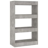 VidaXL Boekenkast/kamerscherm 60x30x103 cm bewerkt hout betongrijs