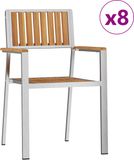 vidaXL - Tuinstoel - 8 - st - Massief - Teakhout - en - RVS