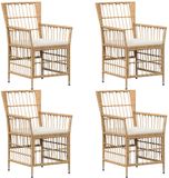 vidaXL Tuinstoelen 4 st Naturel PE rattan, Staal en Polyester Stof