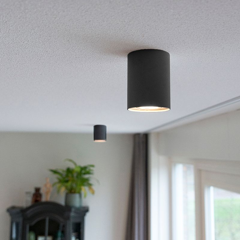 QAZQA Rondoo Up - Plafond spot - 1 lichts - 95 mm - chroom