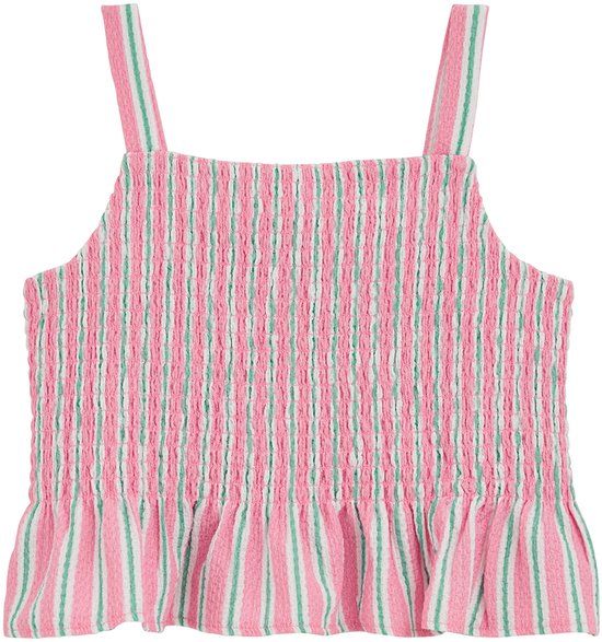 WE Fashion Gestreepte Singlet Meisjes Roze Polyester Vierkante Hals - Maat 170/176