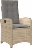 vidaXL 3-delige Bistroset met Kussens, Poly Rattan, Gemengd, Beige