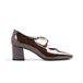 GIOSEPPO Brown Slaones Shoes with Cross Straps and Buckle Ankle Closure, Padded Insole, and 5.5cm Block Heel