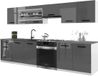 B BELINI GROUP BELINI Keukenblok ITALIA 4 - Keukenmeubel Set 260 cm Grijs Hoogglans met Werkbladen