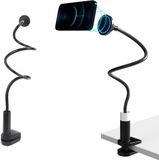 Merkloos Flexibele Lange Arm Telefoonhouder - Bureau Magnetisch - Zwanenhals - 360 graden Rotatie - Metalen Desktop - Mobiele Telefoonstandaard