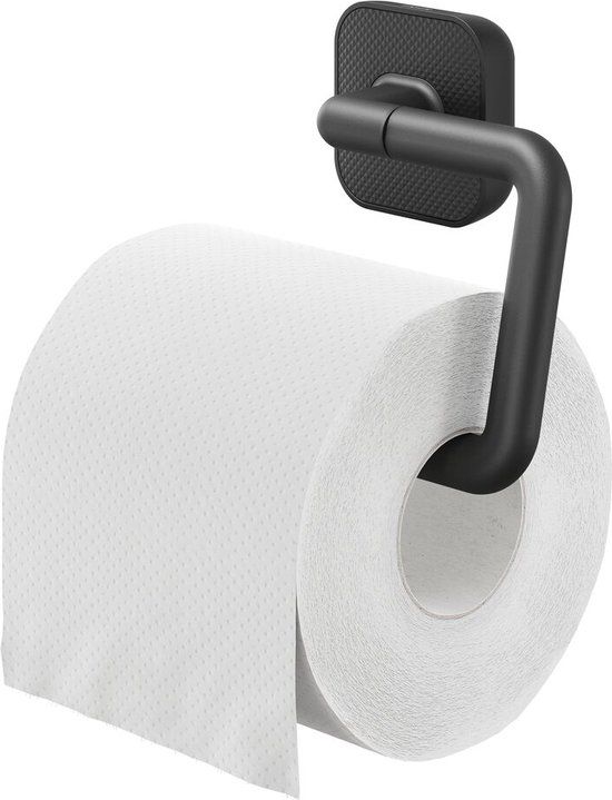 Tiger Carv Toiletrolhouder - Zwart - Met Klep - RVS