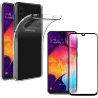 Phonillico ® Case voor Samsung Galaxy A50 + Integrale zwarte rand gehard glas