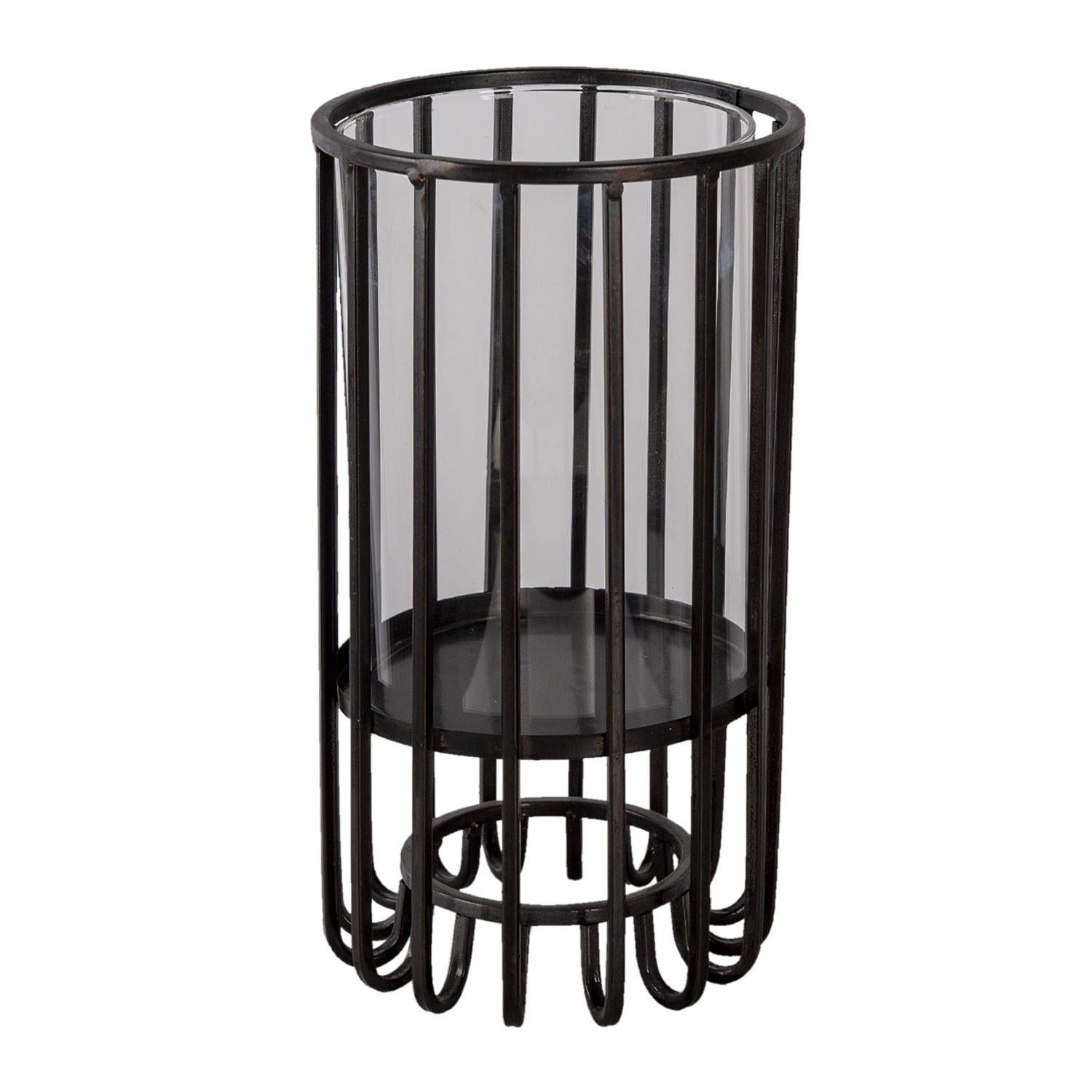 Clayre & Eef zwarte kandelaar ø 16*30 cm 6y4286