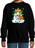 Bellatio Decorations Shoppartners Bv Kersttrui sweater voor kinderen - Kerst dieren vriendjes - zwart - lange mouwen - kleding - kerstdiner 170/176