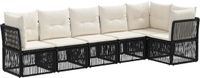 vidaXL Tuinbank Set Zwart Polyrattan 3-zits Hoek loungeset