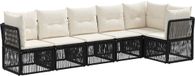 vidaXL Banc de jardin noir polyrotin 3 places ensemble d'angle