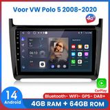 Merkloos Awesafe Android Autoradio 2+64GB voor VW Golf 6 (vanaf 2008) met navigatie, draadloze Carplay, Bluetooth, RDS, WIFI, DSP en GPS DAB+