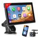 autoradio 7-inch sans fil CarPlay & Android Auto avec caméra de recul, AirPlay, MirrorLink et émetteur FM – universel pour voiture, camion, camping-car