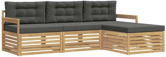 vidaXL - Bank loungeset - 4 zitplekken - Polyester - Wit en antracietkleurig