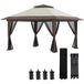 Pavillon de jardin pliant à double toit, protection UV 50+ et 4 moustiquaires zippées, 4 x 4 m, beige