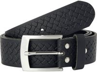 Jan Vanderstorm herren Leren Riem - 145 - zwart - Plus Size