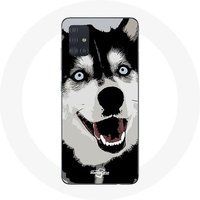 Maniacase Etui voor Samsung Galaxy A71 Siberische Husky blauwe ogen