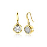 ZINZI Zilveren Oorhangers Geelverguld Witte Zirconia 11mm ZIO2