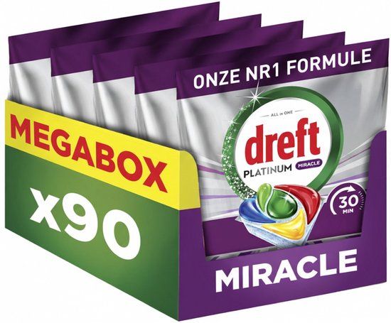 Dreft Vaatwastabletten Platinum All In One Miracle - 90 stuks