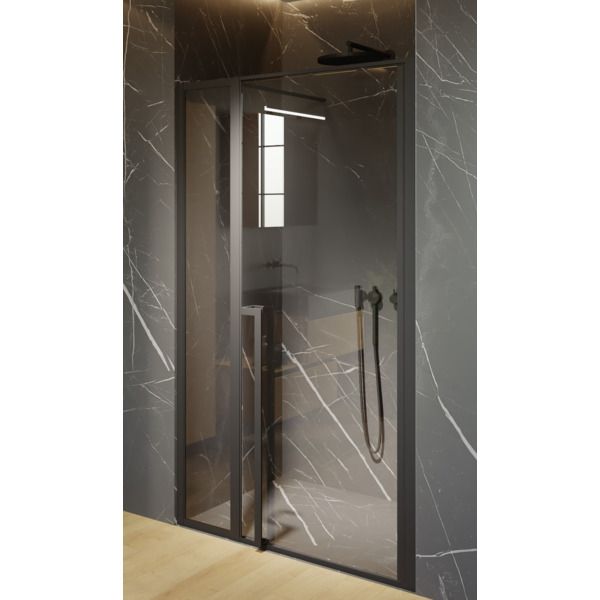 RIHO Lucid GD104 nisdeur XL 130x200cm helder glas mat zwart - 8714148594698