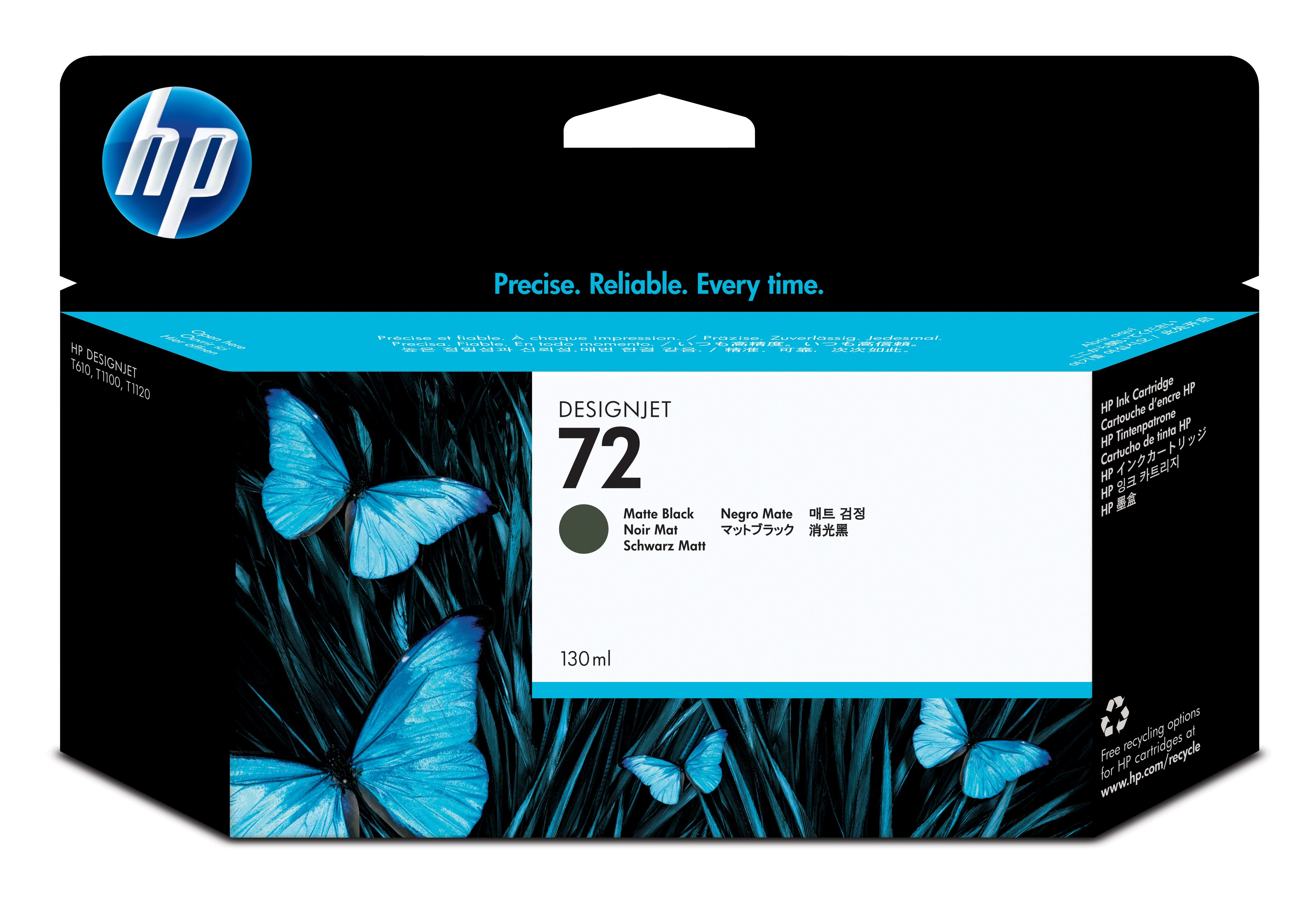 HP 72 matzwarte DesignJet inktcartridge, 130 ml single pack / zwart