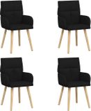 vidaXL Eetstoelen 4 stuks Stof Zwart 60 x 56 x 93 cm