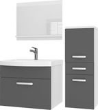 B BELINI GROUP BELINI Badkamermeubel Set PRI M2 - Badmeubelset 90 cm Grijs Mat met Wastafel en Spiegel - Wandmontage