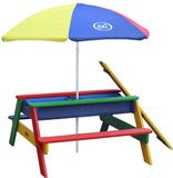 AXI Nick Zand & Water Picknicktafel in Regenboog kleuren - Verstelbare Parasol - FSC hout