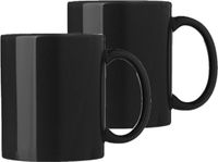 Bellatio Design Tasses à café Nantes - 2x - céramique - avec anse - noir - 300 ml