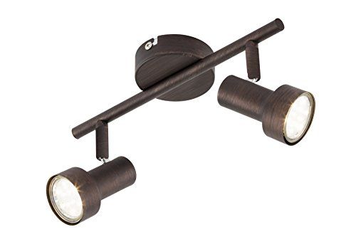 Briloner Leuchten LED Plafondspot - Antiek Koper - 2 Spots - 3W - GU10