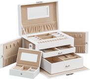Songmics Boîte à bijoux – similicuir – Blanc