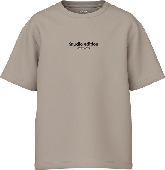 NAME IT NKMBRODY SS NREG TOP NOOS Boys' T-shirt - Size 146/152 - Pure Cashmere;W. Black Print