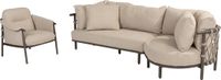 4 Seasons Outdoor Ezra organische chaise longue loungeset 3 delig terre