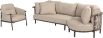 4 Seasons Outdoor Ezra organische chaise longue loungeset 3 delig terre