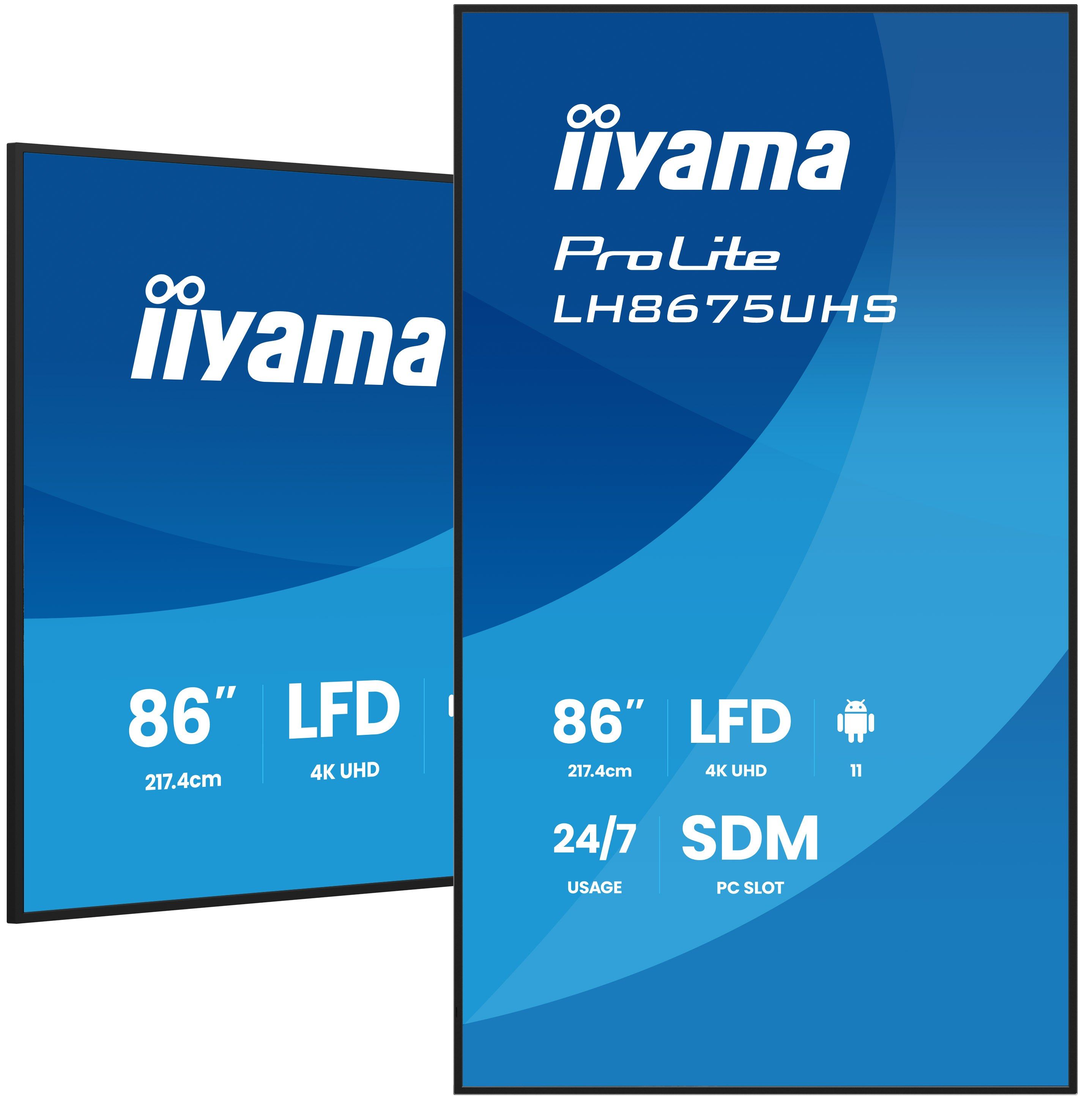 iiyama LH8675UHS-B2AG 85.6" 4K Ultra HD Digital Signage Display with Android 11
