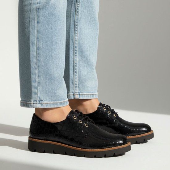 Feyn Veterschoenen zwart Lak - Maat 42